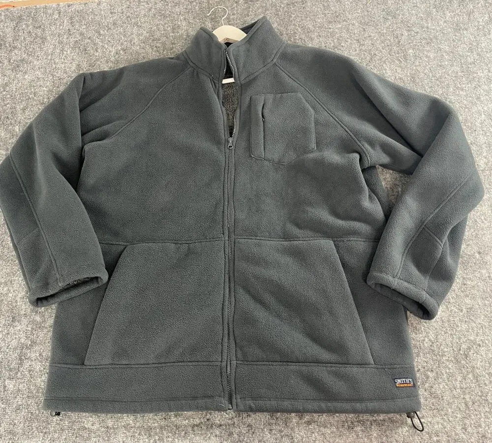 Smith's Workwear Jacket Mens 2XL Sweater Fleece Fur Lined Bluish Green Zip N112
